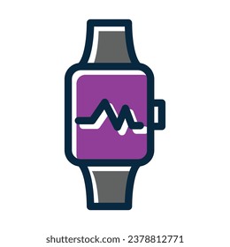 Fitness Watch Vector Thick Line Filled Dark Colors Icons For Personal And Commercial Use.
