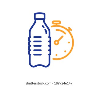 Fitness water line icon. Training drink time sign. Gym fit bottle symbol. Quality design element. Line style fitness water icon. Editable stroke. Vector