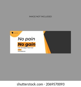 Fitness Web Banner Or Facebook Cover Page Template Design.