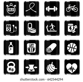 fitness web icons for user interface design