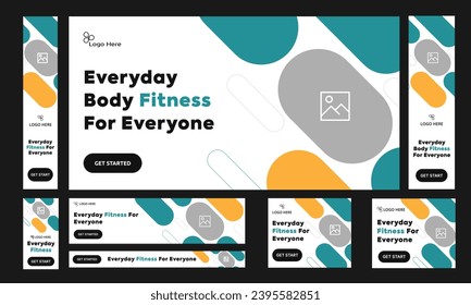 Fitness web set banner design for social media post, abstract concept banner, exercise banner design, fully customizable vector eps 10 file format