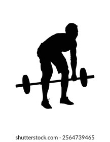 Fitness with weight lifting silhouette vector illustration.