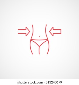 Fitness Weight Loss Red Line Icon On White Background