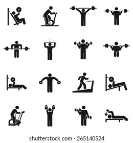 Iconos de entrenamiento de fitness y peso - Ilustración