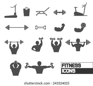 Fitness And Weight Training Icons Vector