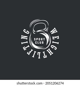 Fitness and weightlifting logo with kettle-bell Illustration.