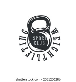 Fitness and weightlifting logo with kettle-bell Illustration.