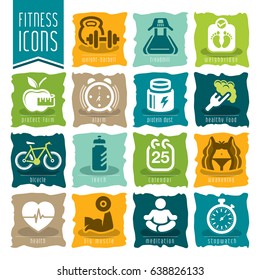 Fitness and wellness icon set