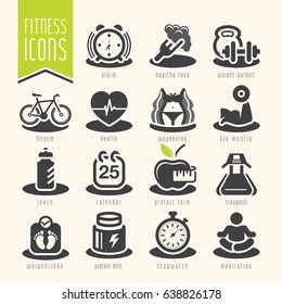 Fitness and wellness icon set