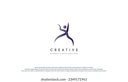 Diseño del logotipo vectorial Fitness y wellness Equilibrio corporal Vector Ilustración