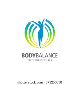 Fitness and wellness vector logo design. Body balance