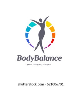 Fitness and wellness vector logo design. Body balance