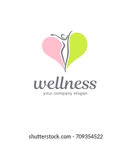 Fitness and wellness vector logo design. 