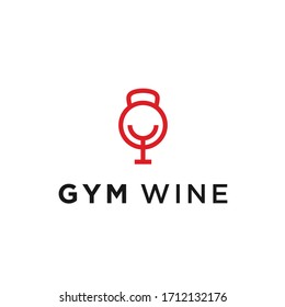 fitness wine logo design vector illustration on white background