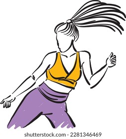 fitness woman 2 dancing exercises vector illustration