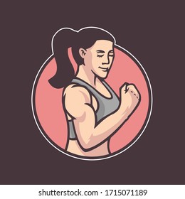 Fitness Woman Biceps Muscle Vector 