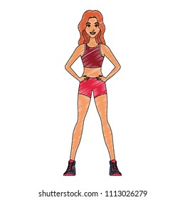 Fitness woman cartoon scribble