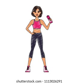 Fitness woman cartoon scribble