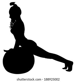 fitness woman doing exercise with pilates ball, vector 