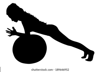 fitness woman doing exercise with pilates ball, vector 