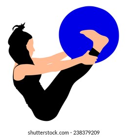 Fitness woman doing exercise with pilates ball