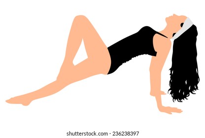 Fitness woman doing exercise, vector