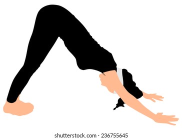 Fitness woman doing exercise, vector 