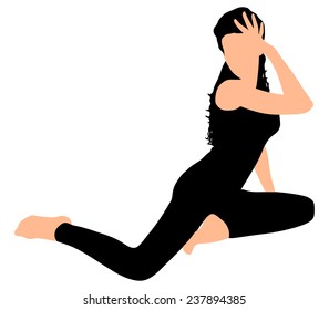 Fitness woman doing exercise, vector 