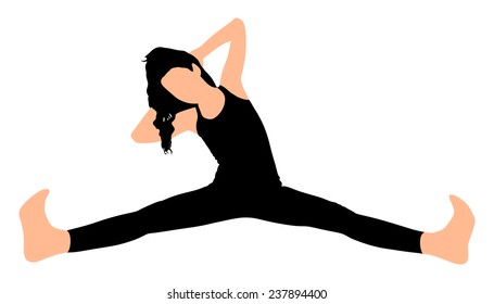 Fitness woman doing exercise, vector 