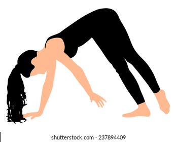 Fitness woman doing exercise, vector 