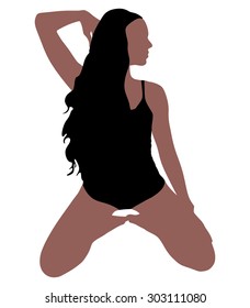 fitness woman doing exercise, vector