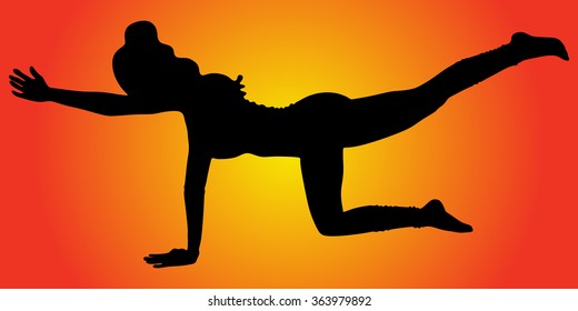 fitness woman doing exercise, vector