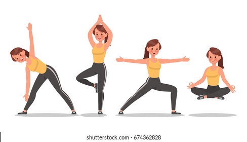 Fitness woman doing yoga character vector design. Healthy lifestyle