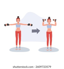 fitness woman engaging in dumbbell workout to enhance strength and endurance.  exercise steps