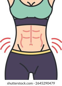 Mulher de Fitness com Estômago Plano e Definido Design Ilustração