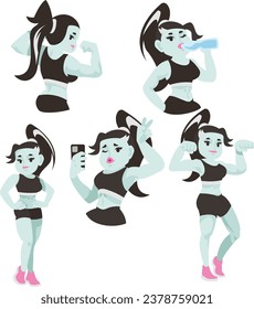 fitness woman frankenstein exercise in halloween festival