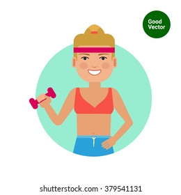 Fitness woman holding dumbbell