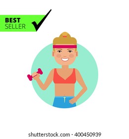 Fitness woman holding dumbbell