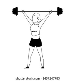 Fitness woman lifting weights isolated cartoon vector illustration graphic design