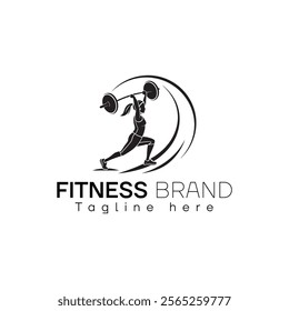 Fitness Woman Lifting Weights Vector Logo Design Template