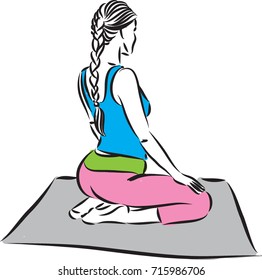 fitness woman meditation vector illustration