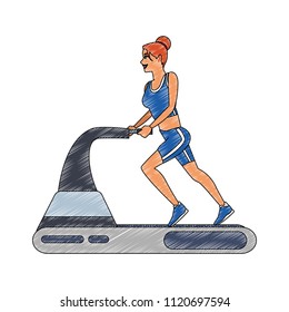 Fitness woman running on machine