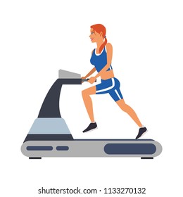 Fitness woman running on machine