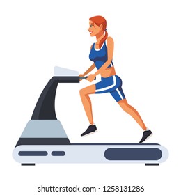 Fitness woman running on machine