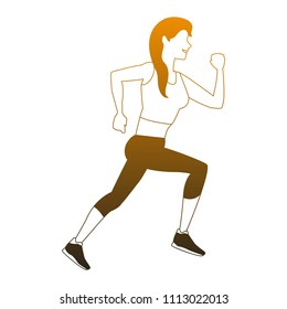Fitness woman running in orange lines