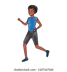 Fitness woman running scribble