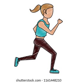 Fitness woman running scribble