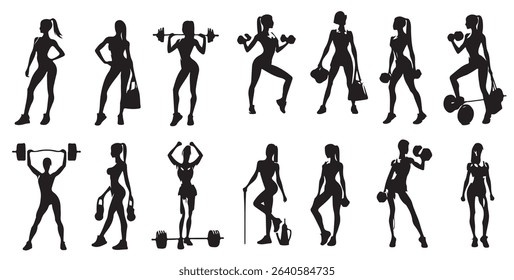 fitness woman silhouette vector illustration