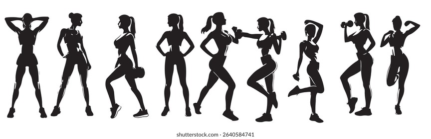 fitness woman silhouette vector illustration