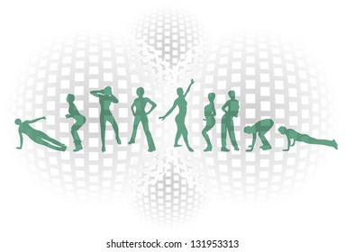 Fitness woman silhouettes